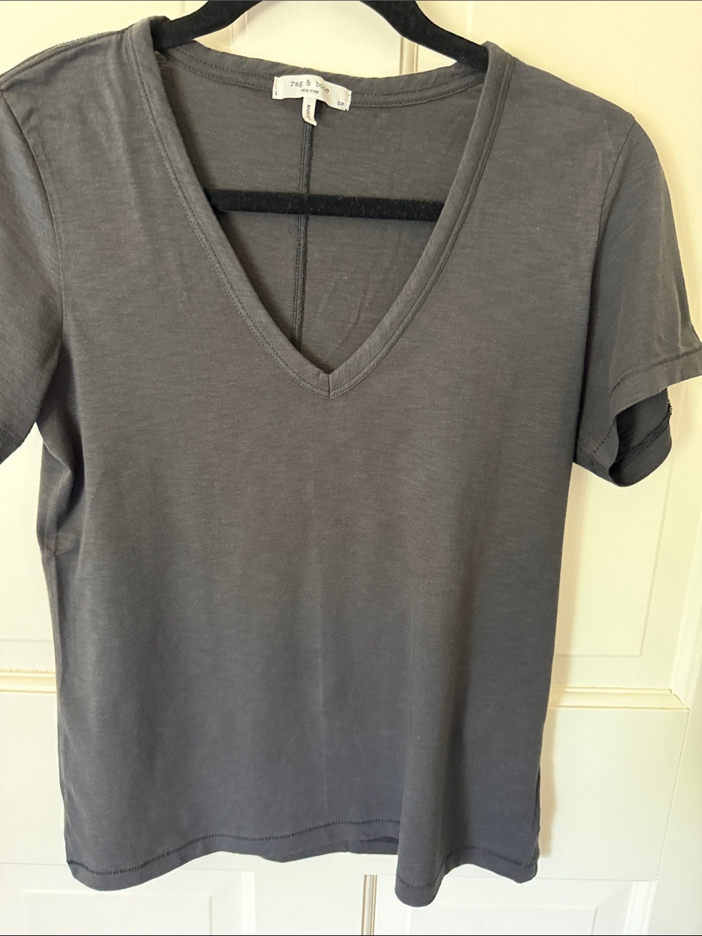 rag & bone Black V-Neck Tee